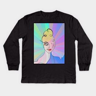 Pop Art - Colorful Woman Portrait Kids Long Sleeve T-Shirt